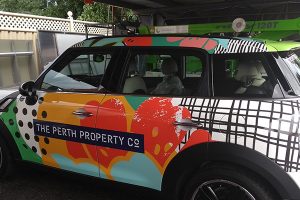 This full vinyl car wrap for The Perth Property Co was printed and installed by Imagesource