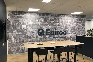 Wall graphic for Epiroc was printed and installed by Imagesource in their staff lunch room