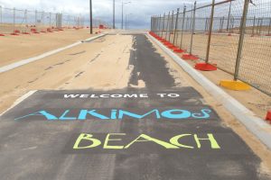 Imagesource floor graphics are designed for adhering to concrete, asphalt, tiles and brick walls, such as this example for Alkimos Beach