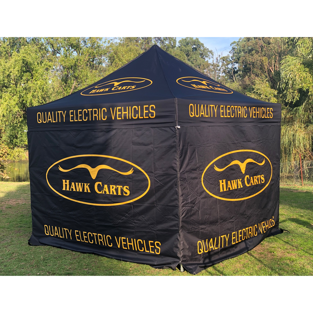 An image of the Imagesource 3 x 3M marquee with full sides for Hawk Carts - great for sports events and festivals