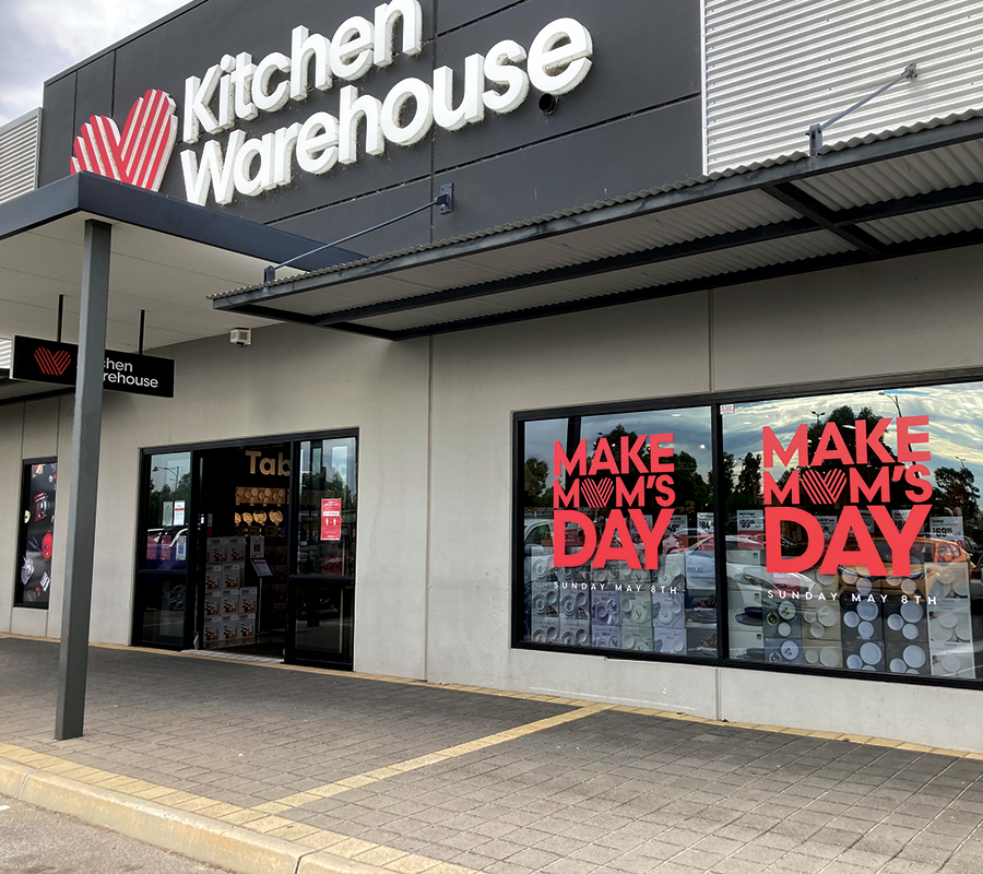 Imagesource window graphics for Kitchen Warehouse franchises