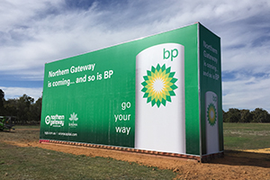 Imagesource do custom sea container wraps using sail track and keder edge vinyl banners such as this pictured for the Northern Gateway development in Perth