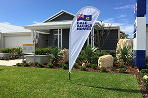 Imagesource Perth print and finish fabric flags in-house such as these pictured for Dale Alcock Homes