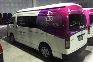 Imagesource printed, finished and installed these vehicle wraps for the fleet of vehicles for Rocky Bay