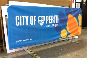 Imagesource printed and finished these vibrant custom made cafe barriers for the City of Perth