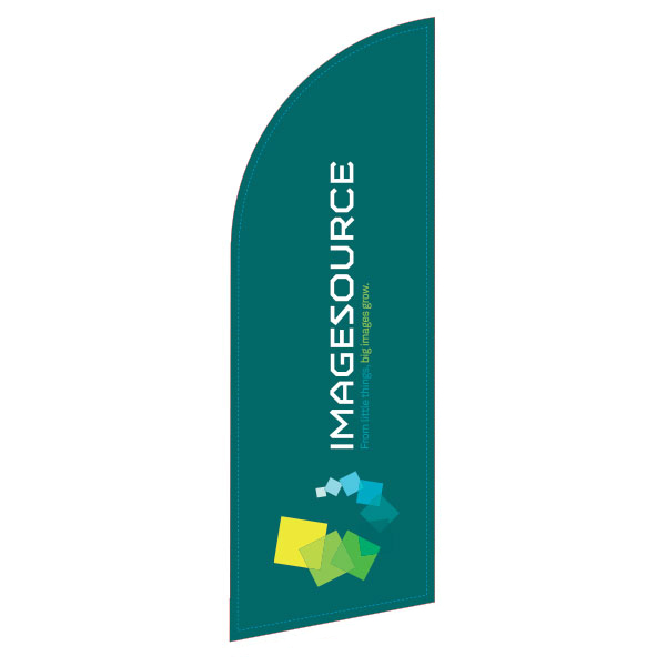 Imagesource Elite flag has a curved top a slightly angled straight bottom