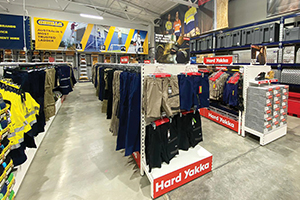 Point-of-sale signage by Imagesource for the shelving for Hard Yakka products
