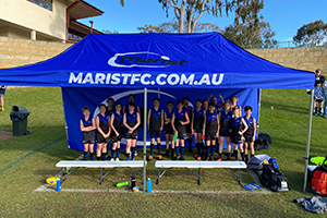 This vibrant and durable marquee was made in-house using our dye sublimation process for the Marist Football Club