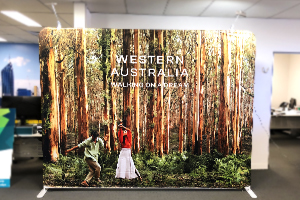 Fabric tension walls are a beautiful soft and tactile display sign option