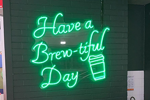 Imagesource can source custom made neon signage for your business. This "Have a Brew-tiful Day" neon sign was produced for the City of Joondalup