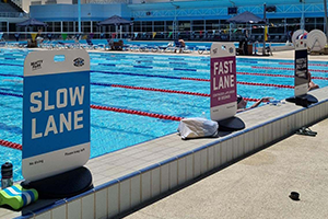 Imagesource small display signage Ecoflex Sign Holders are popular with the ACM insert for local government use at their leisure centres for the pool lane markers such as this for Beatty park Leisure Centre - Town of Vincent
