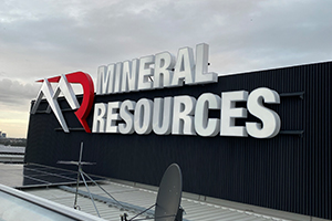 The Mineral Resources Limited building is illuminated with several sky sign light boxes produced and installed by Imagesource - such as the north face light box pictured here