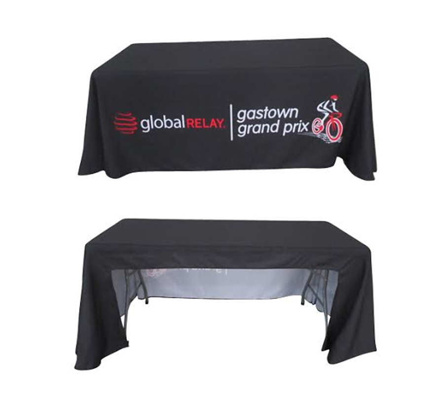 The Imagesource draped table cloth has full table coverage and open back for storing assets and is great for expos and exhibitions